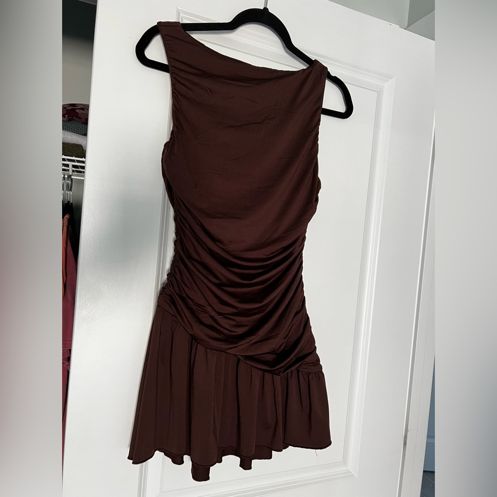 Princess Polly Brown Asymmetrical Mini Dress